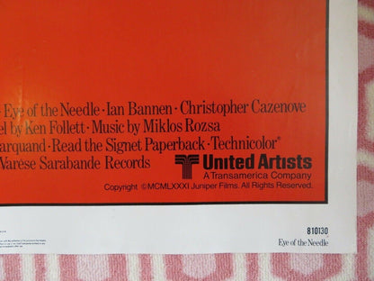 EYE OF THE NEEDLE US ONE SHEET POSTERDONALD SUTHERLAND KATE NELLIGAN 1981 Movie posters