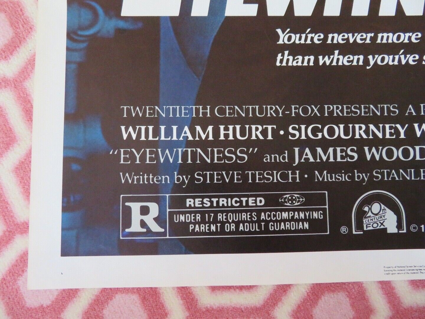 EYEWITNESS FOLDED US ONE SHEET POSTER SIGOURNEY WEAVER WILLIAM HURT 1981 Movie posters