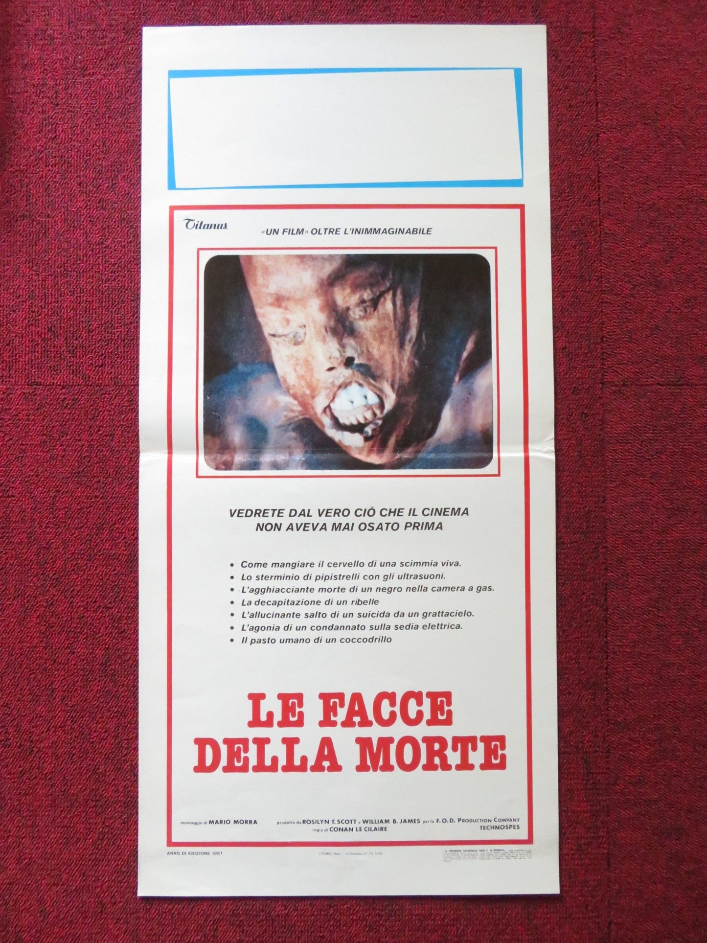 FACES OF DEATH ITALIAN LOCANDINA POSTER MICHAEL CARR 1981 Rendezvous Cinema Movie posters