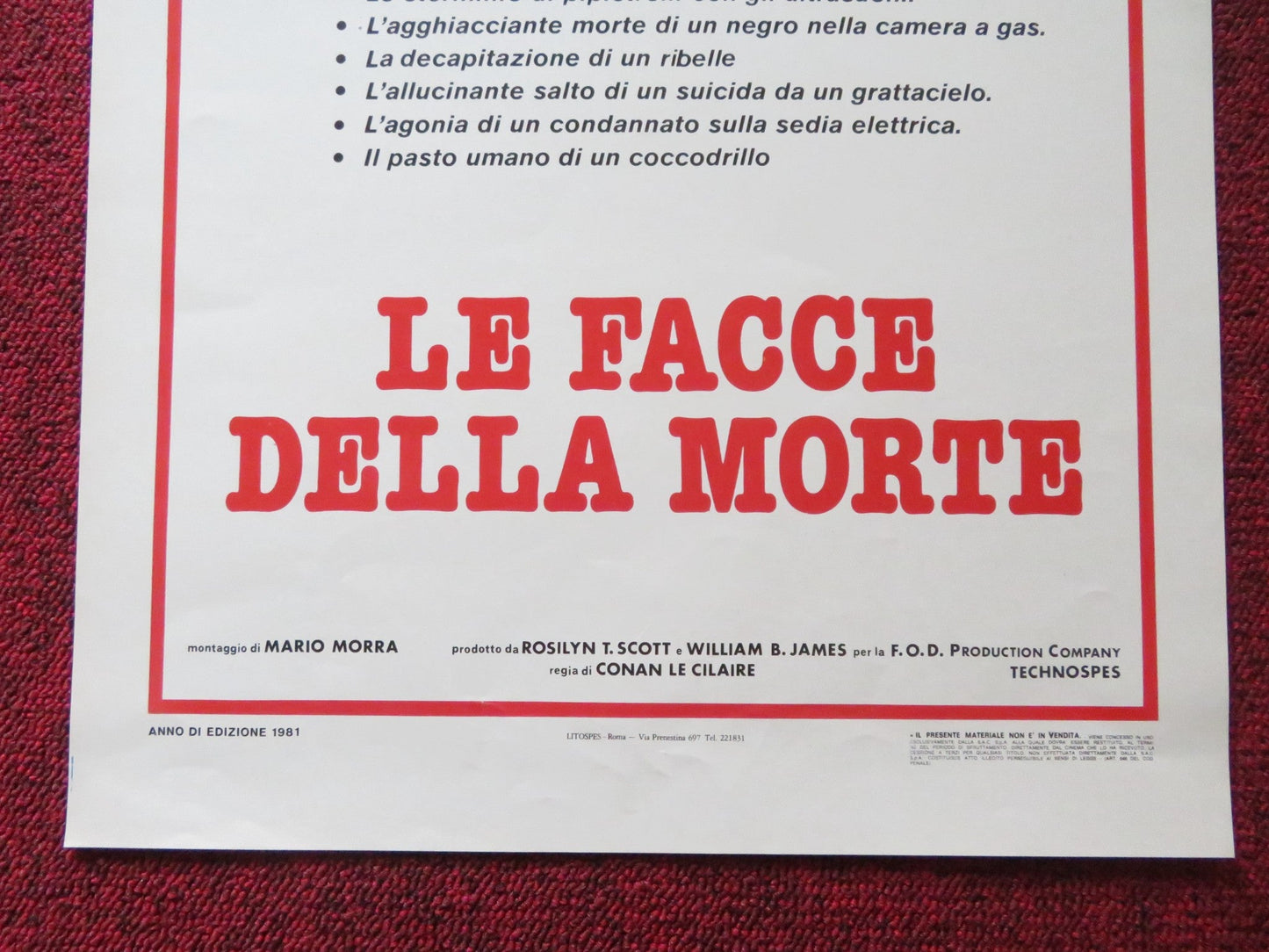 FACES OF DEATH ITALIAN LOCANDINA POSTER MICHAEL CARR 1981 Rendezvous Cinema Movie posters