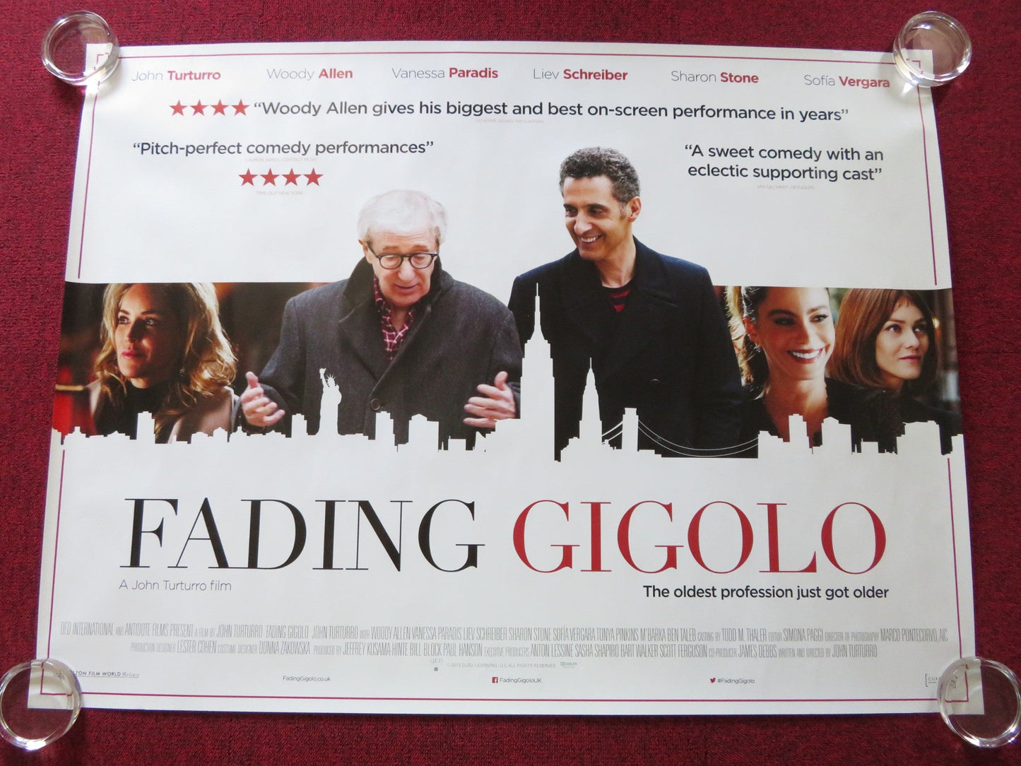 FADING GIGOLO UK QUAD (30"x 40") ROLLED POSTER JOHN TURTURRO WOODY ALLEN 2013 Rendezvous Cinema Movie posters