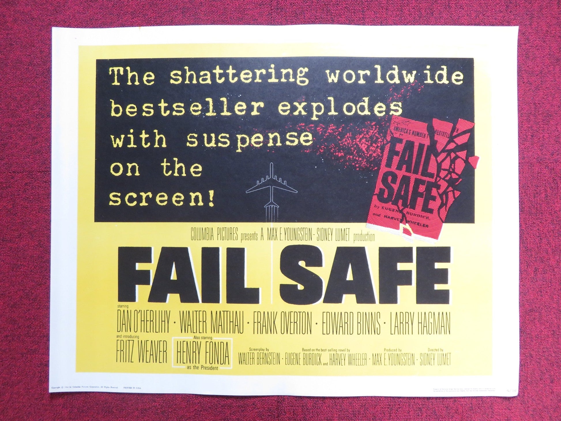 FAIL SAFE US HALF SHEET (22"x 28") POSTER DAN O'HERLIHY WALTER MATTHAU 1964 Rendezvous Cinema Movie posters