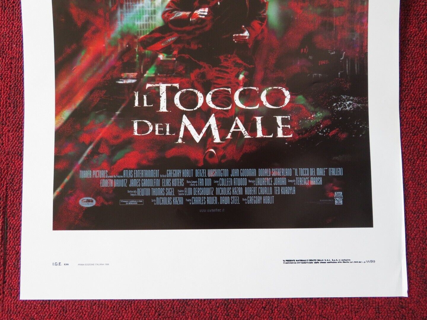 FALLEN ITALIAN LOCANDINA (27.5"x13") POSTER DENZEL WASHINGTON 1998 Movie posters