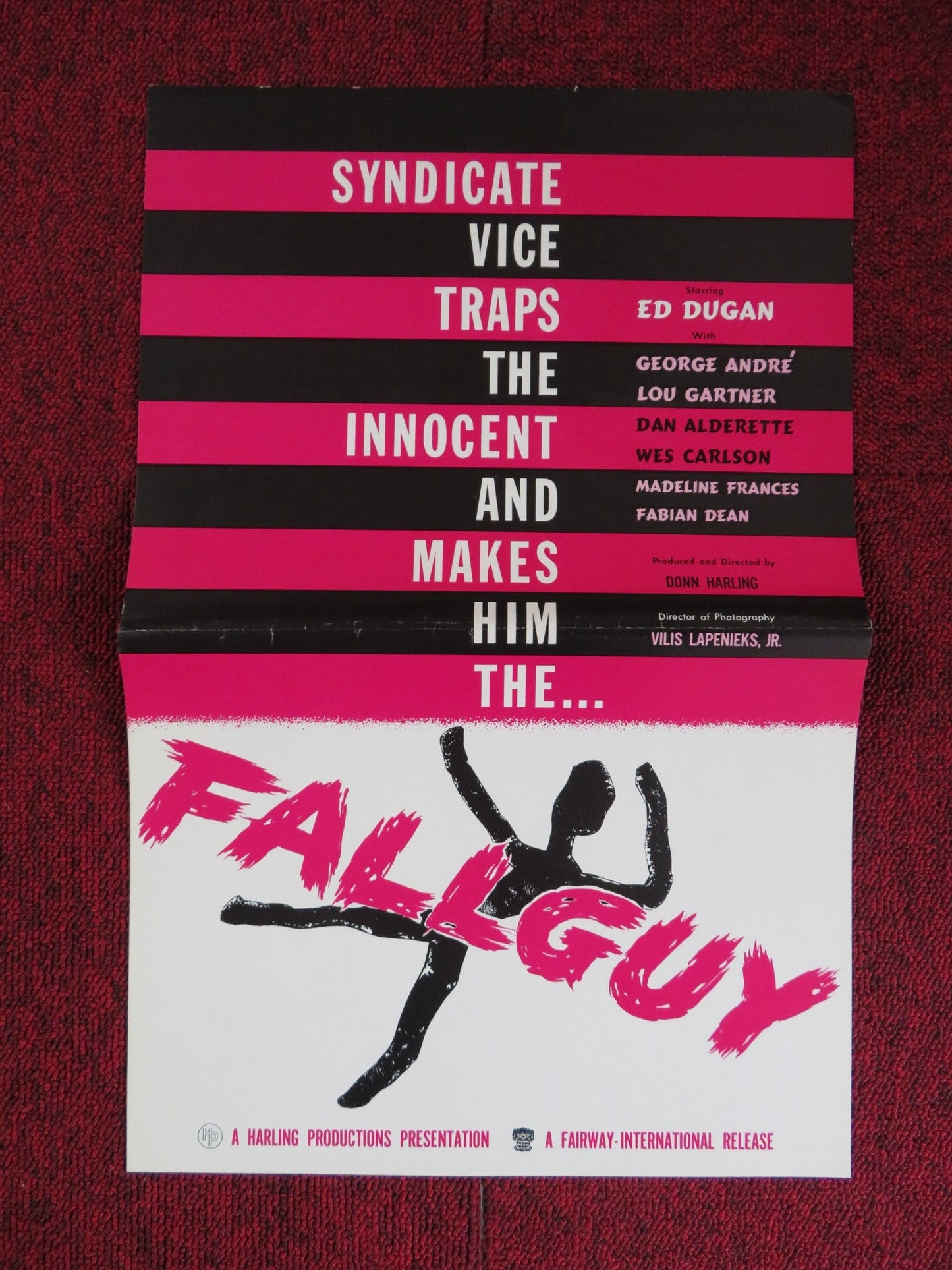 FALLGUY UNCUT FOLDED PRESS BOOK ED DUGAN GEORGE ANDRE 1962 Rendezvous Cinema Movie posters