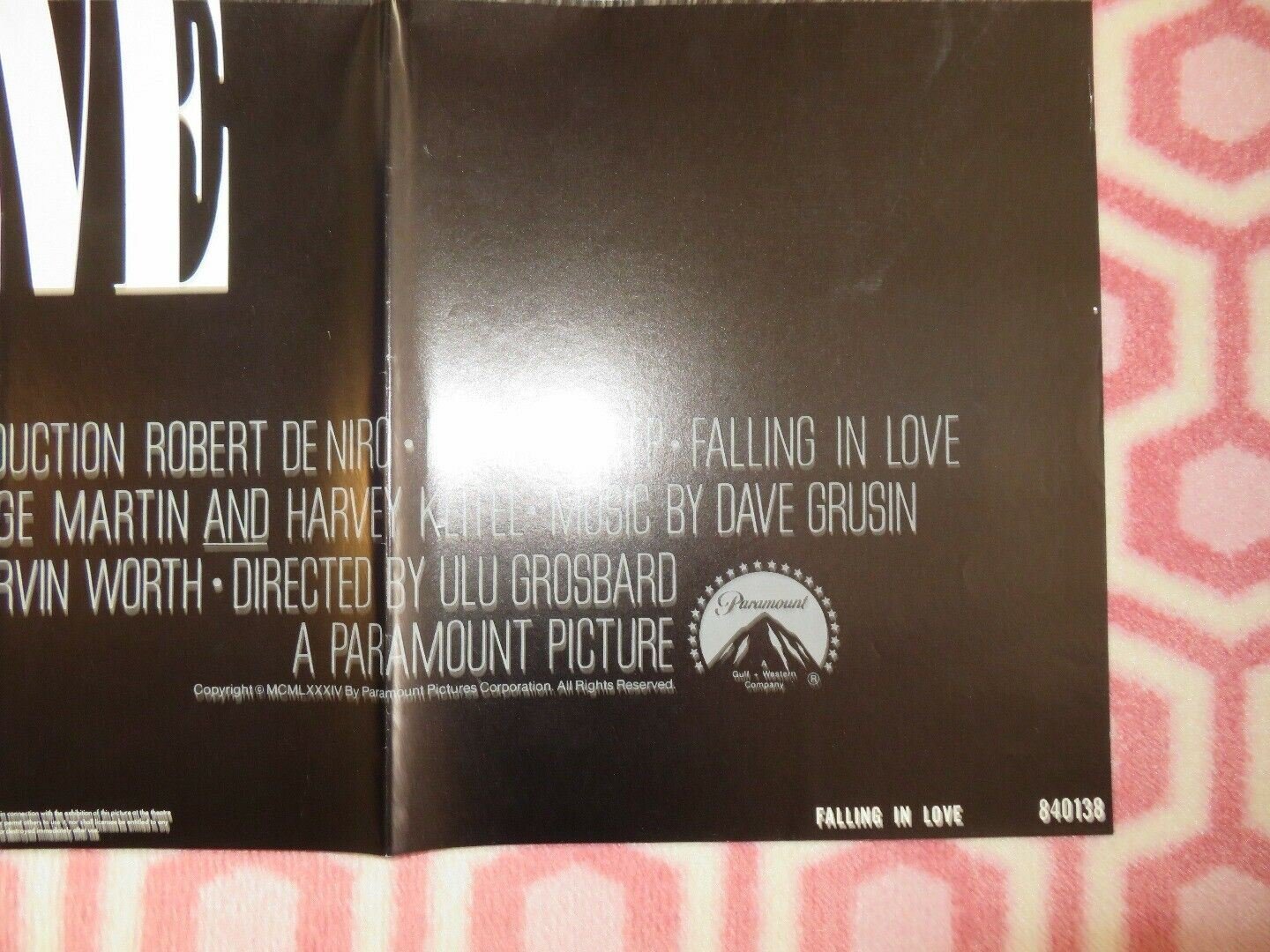 FALLING IN LOVE US ONE SHEET POSTER ROBERT DE NIRO MERLY STREEP 1984 - Rendezvous Cinema