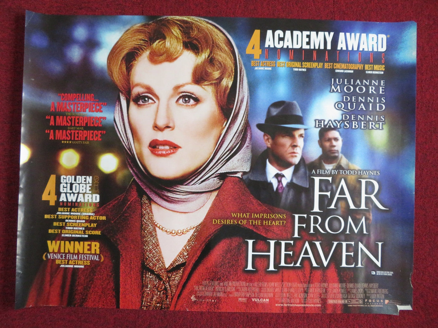 FAR FROM HEAVEN UK QUAD (30"x 40") ROLLED POSTER JULIANNE MOORE QUAID 2002 Rendezvous Cinema Movie posters
