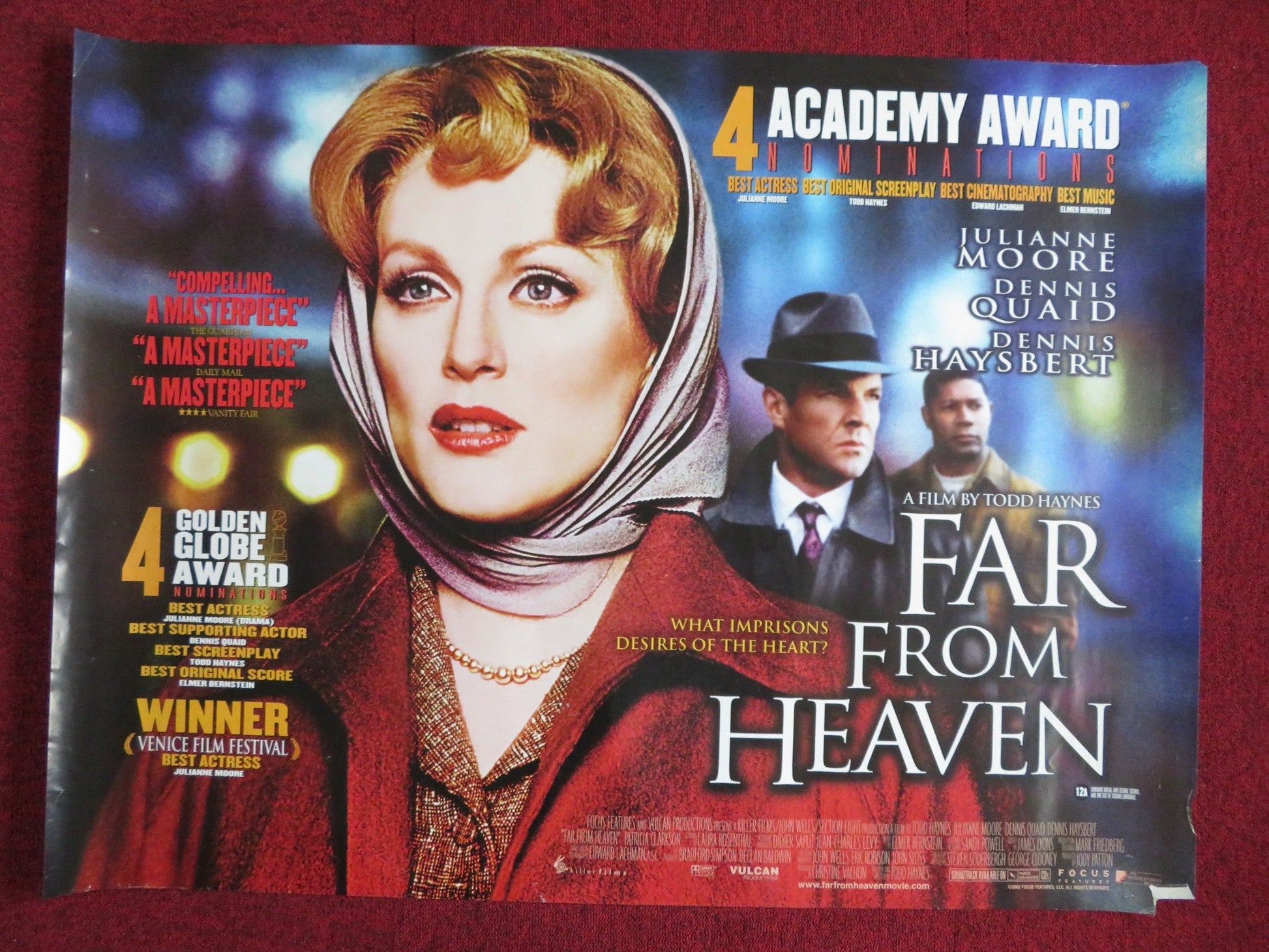 FAR FROM HEAVEN UK QUAD (30"x 40") ROLLED POSTER JULIANNE MOORE QUAID 2002 Rendezvous Cinema Movie posters