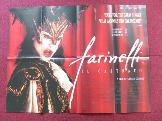 FARINELLI UK QUAD POSTER FOLDED STEFANO DIONISI 1994 Rendezvous Cinema Movie posters