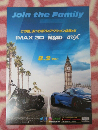 FAST & FURIOUS HOBBS &SHAW JAPANESE CHIRASHI (B5) POSTER DWAYNE JOHNSON 2019 Movie posters