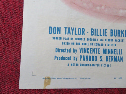 FATHER OF THE BRIDE FOLDED US ONE SHEET POSTER ELIZABETH TAYLOR 1962 Movie posters