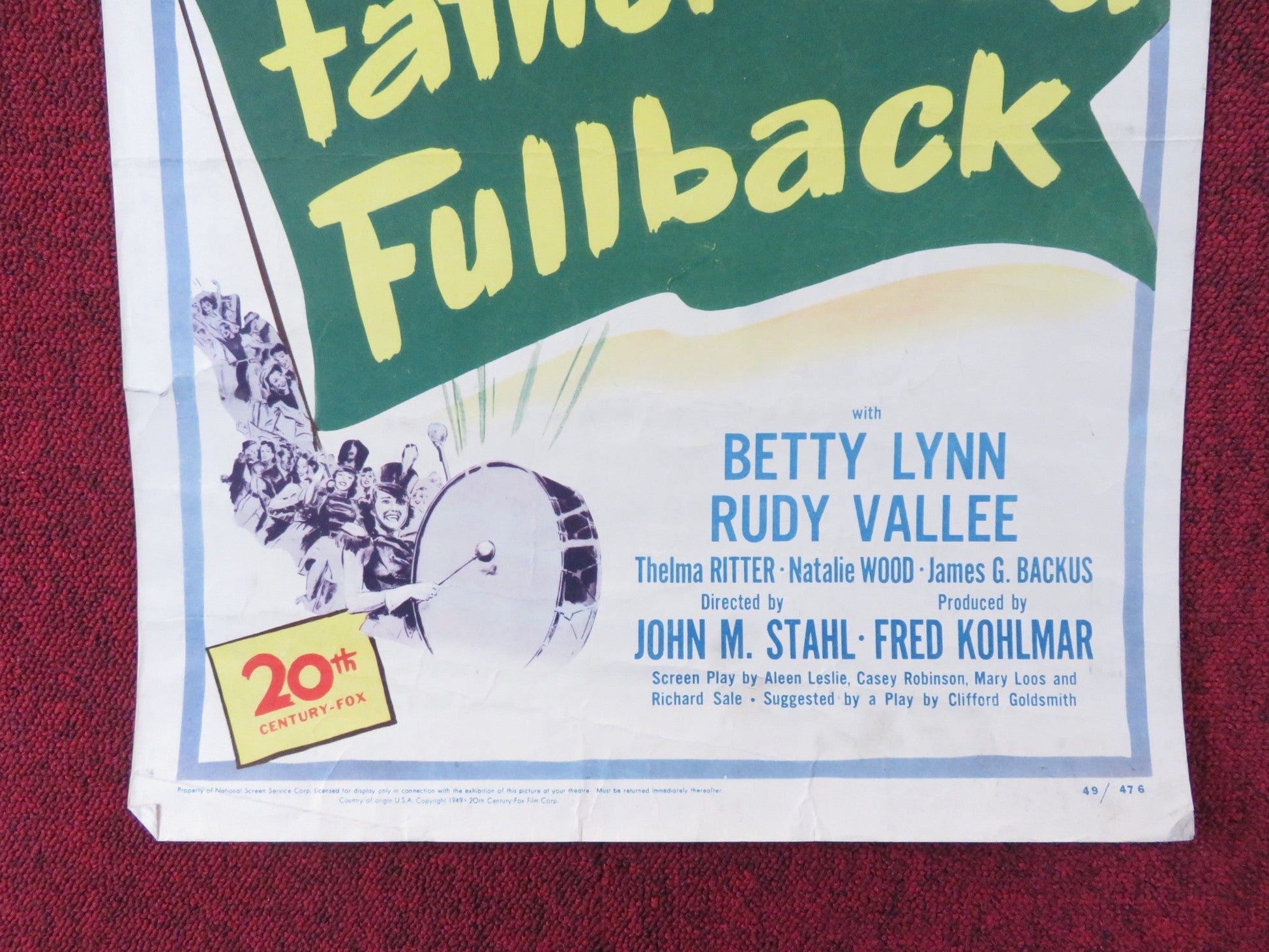 FATHER WAS A FULLBACK US INSERT (14"x 36") POSTER FRED MACMURRAY M. O'HARA 1949 Rendezvous Cinema Movie posters