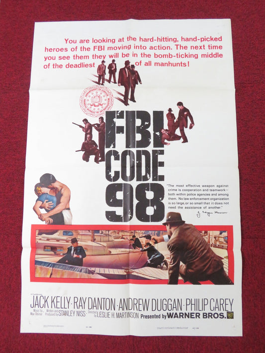 FBI CODE 98 FOLDED US ONE SHEET POSTER JACK KELLY RAY DANTON 1963 Rendezvous Cinema Movie posters