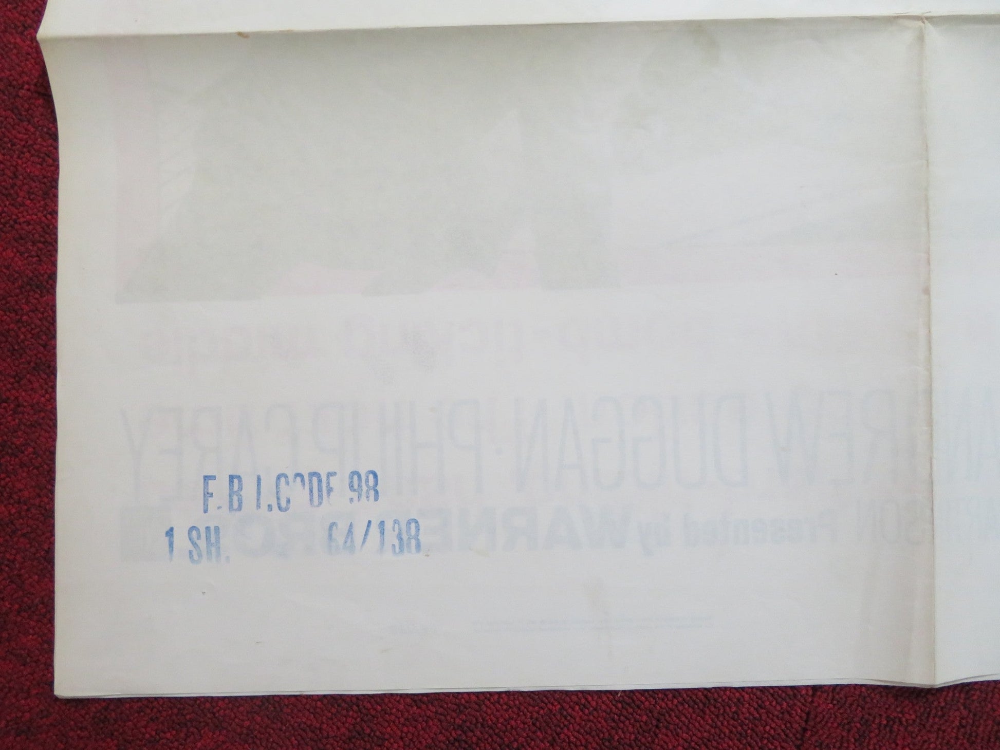 FBI CODE 98 FOLDED US ONE SHEET POSTER JACK KELLY RAY DANTON 1963 Rendezvous Cinema Movie posters