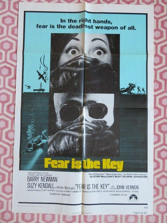 FEAR IS THE KEY FOLDED US ONE SHEET POSTER BARRY NEWMAN SUZY KENDALL 1973 Movie posters