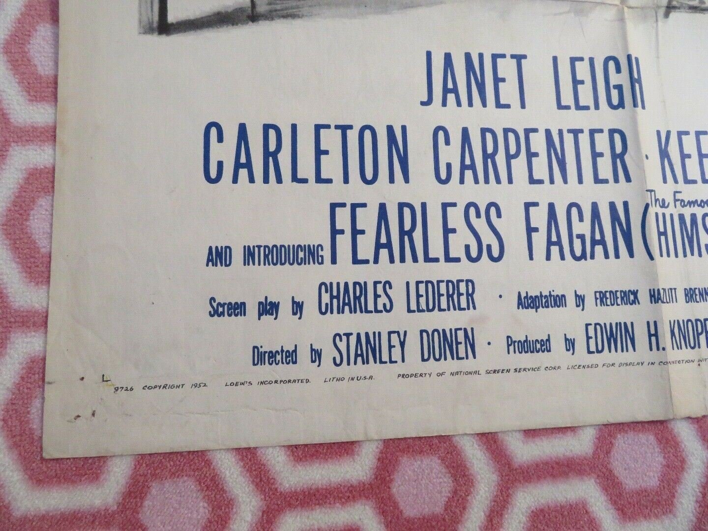 FEARLESS FAGAN US ONE SHEET POSTER LION JANET LEIGH 1952 Rendezvous Cinema Movie posters