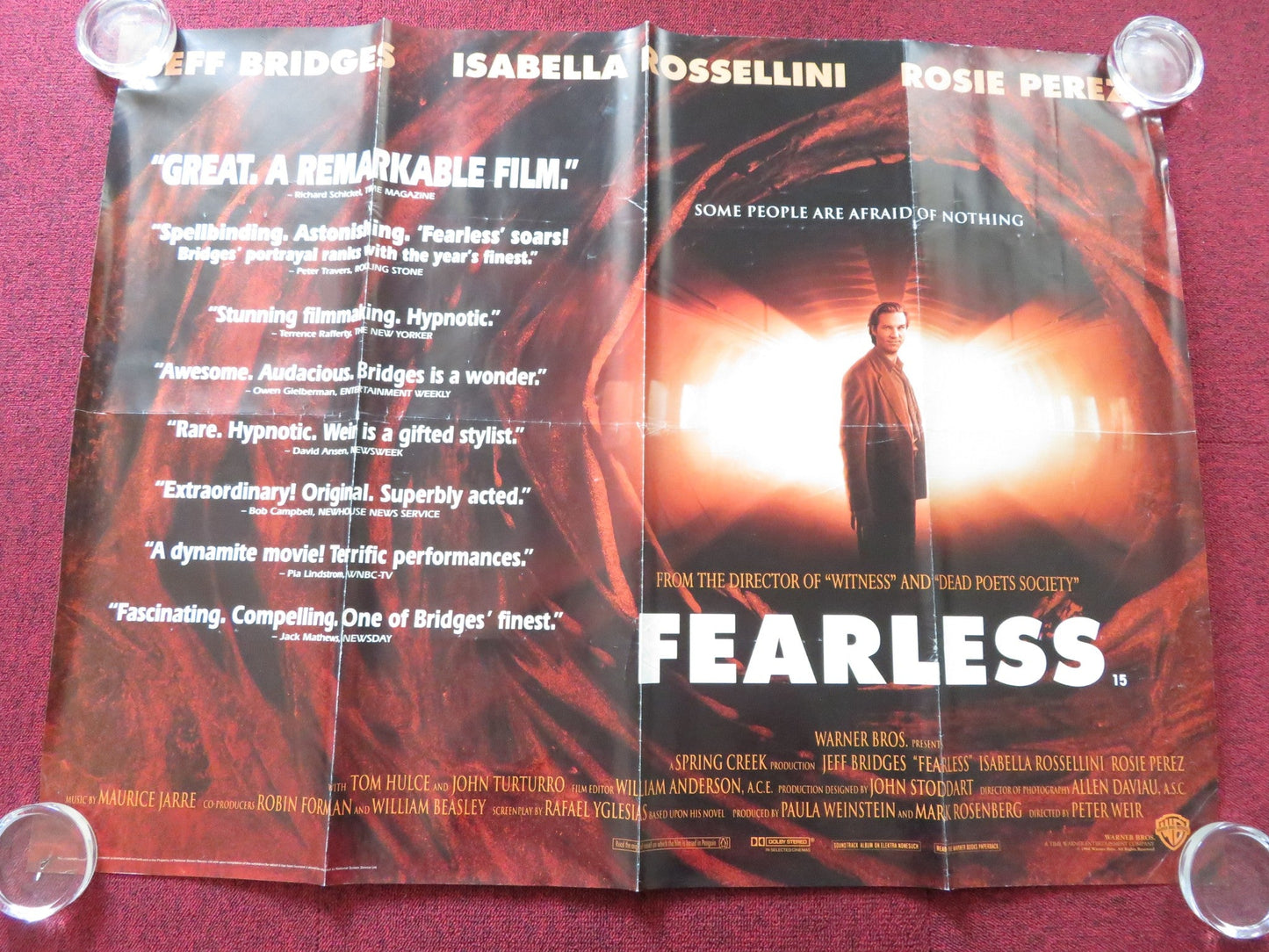 FEARLESS UK QUAD (30"x 40") ROLLED POSTER JEFF BRIDGES ISBAELLA ROSSELLINI 1993 Rendezvous Cinema Movie posters