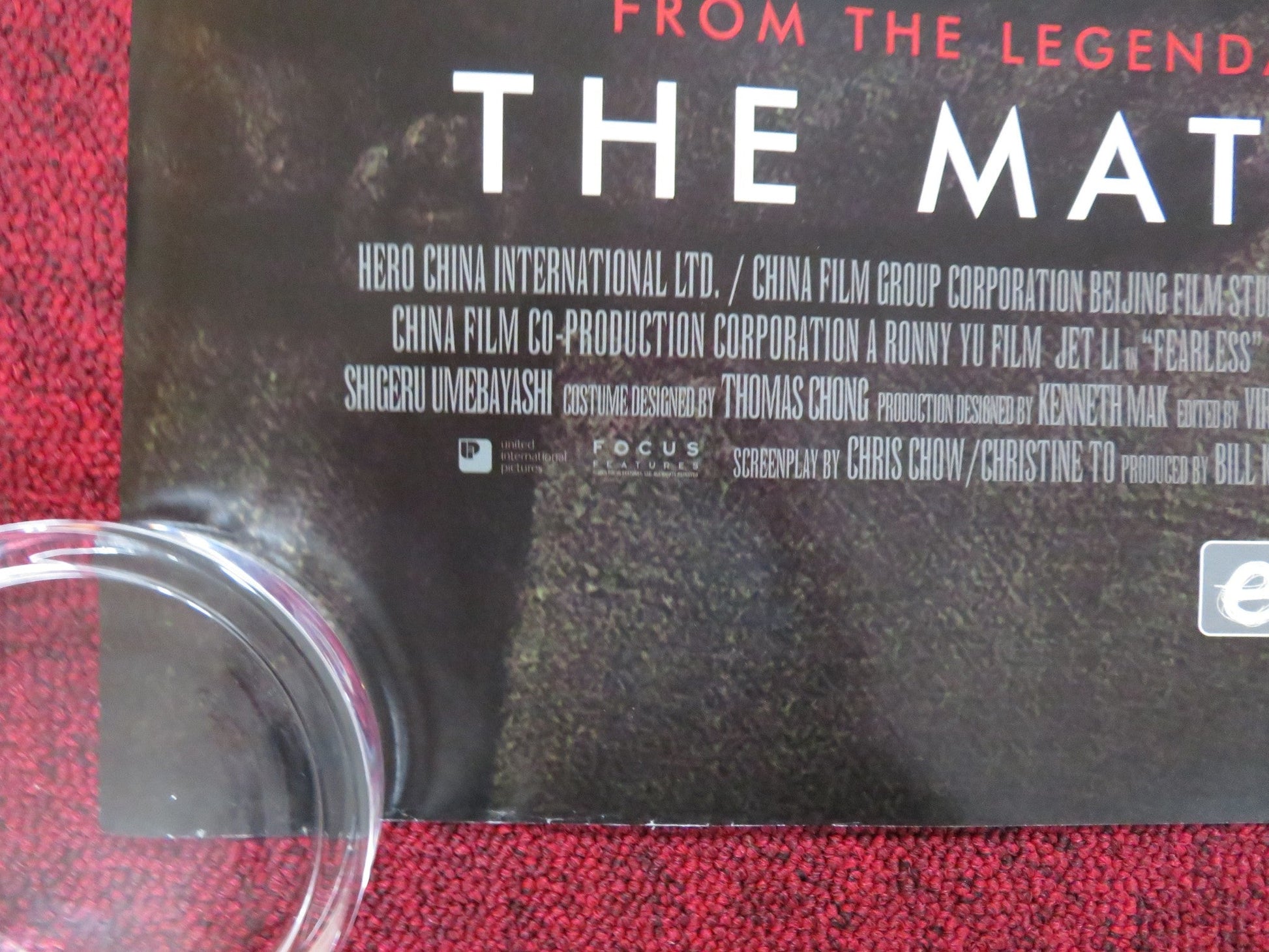 FEARLESS UK QUAD (30"x 40") ROLLED POSTER JET LI LI SUN 2006 Rendezvous Cinema Movie posters