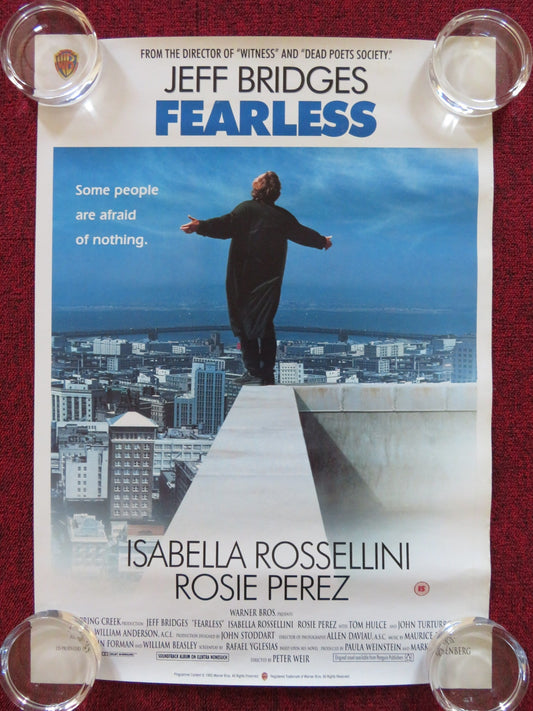 FEARLESS VHS VIDEO POSTER JEFF BRIDGES ISABELLA ROSSELLINI 1993 Rendezvous Cinema Movie posters