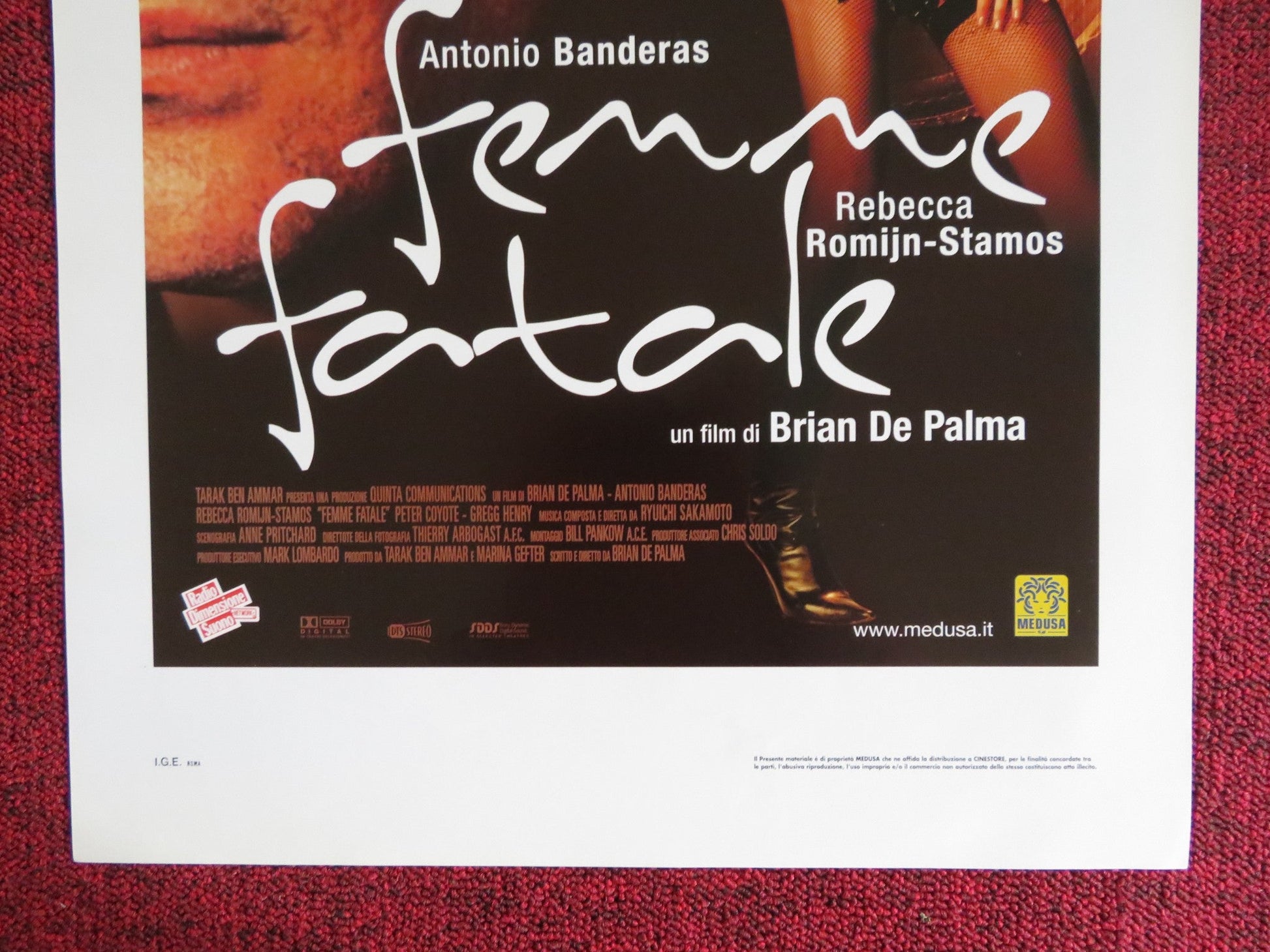FEMME FATALE ITALIAN LOCANDINA POSTER ANTONIO BANDERAS R. ROMIJN - STAMOS 2002 Rendezvous Cinema Movie posters