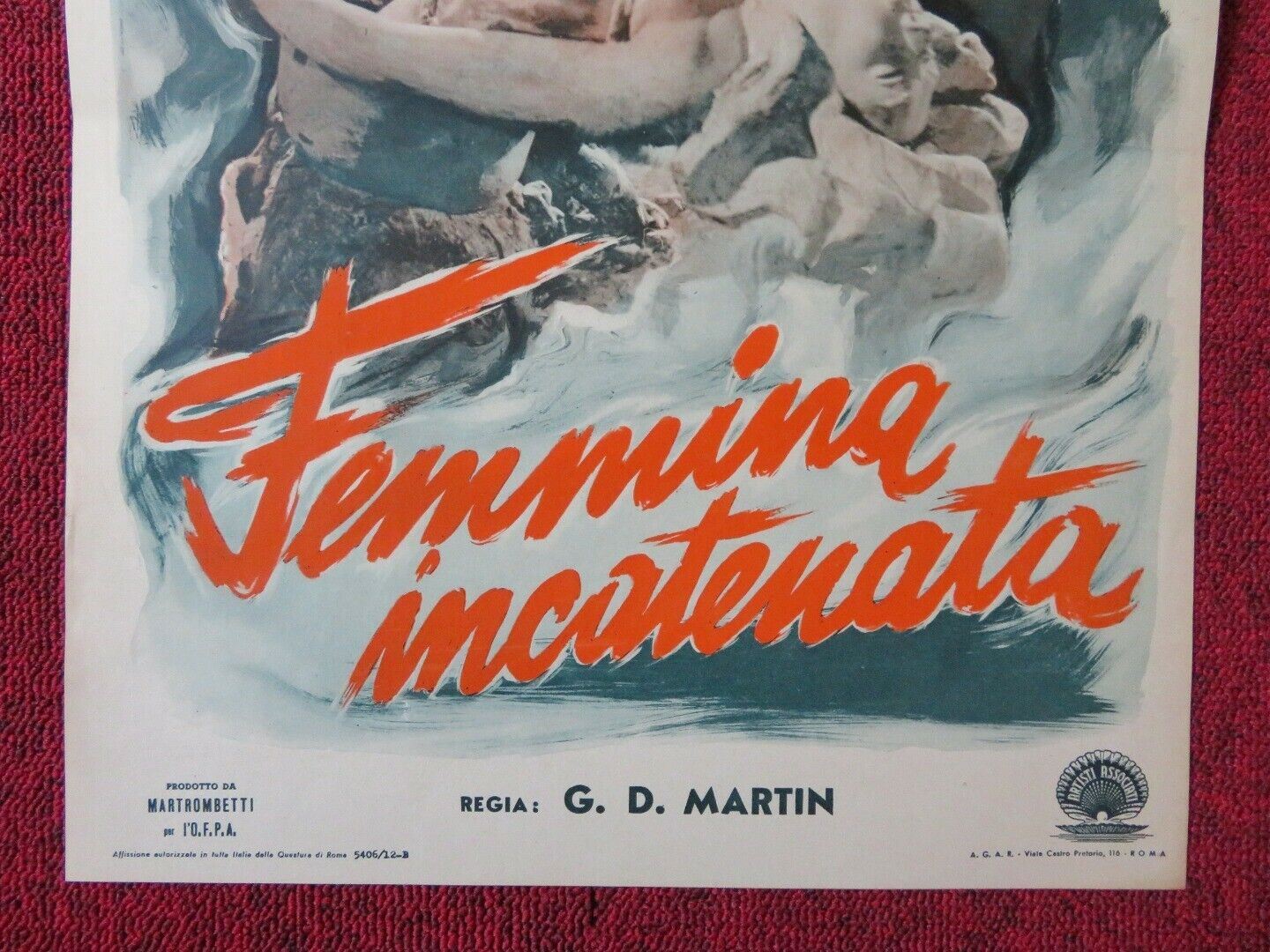 FEMMINA INCATENATA ITALIAN LOCANDINA (27.5"x13") POSTER MANEL ROERO 1949 Movie posters