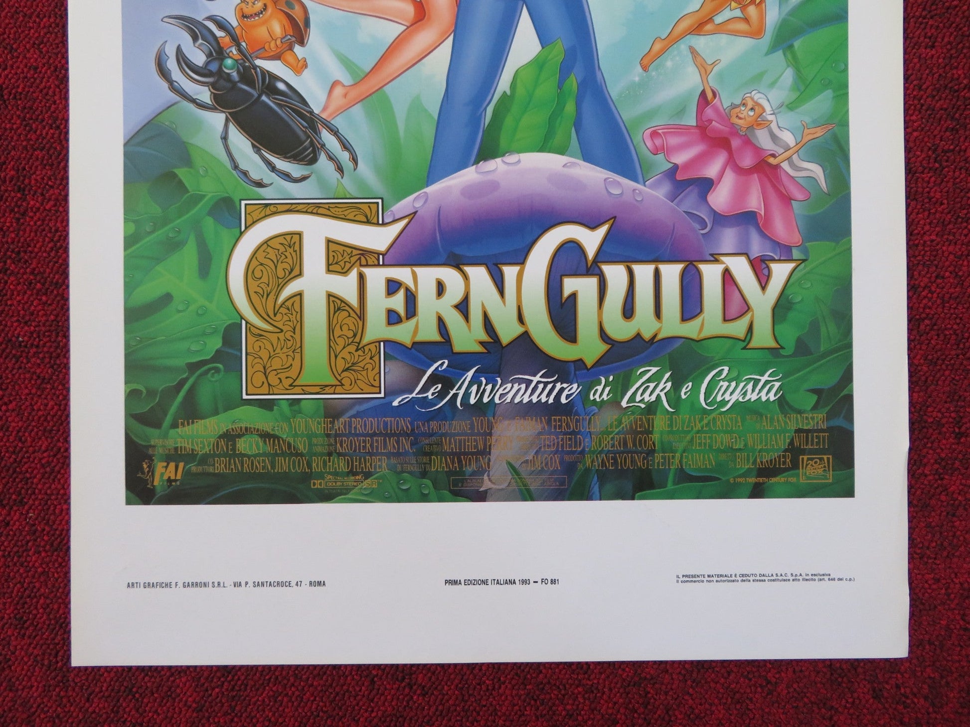 FERNGULLY: THA LAST RAINFOREST ITALIAN LOCANDINA POSTER TIM CURRY 1993 Rendezvous Cinema Movie posters