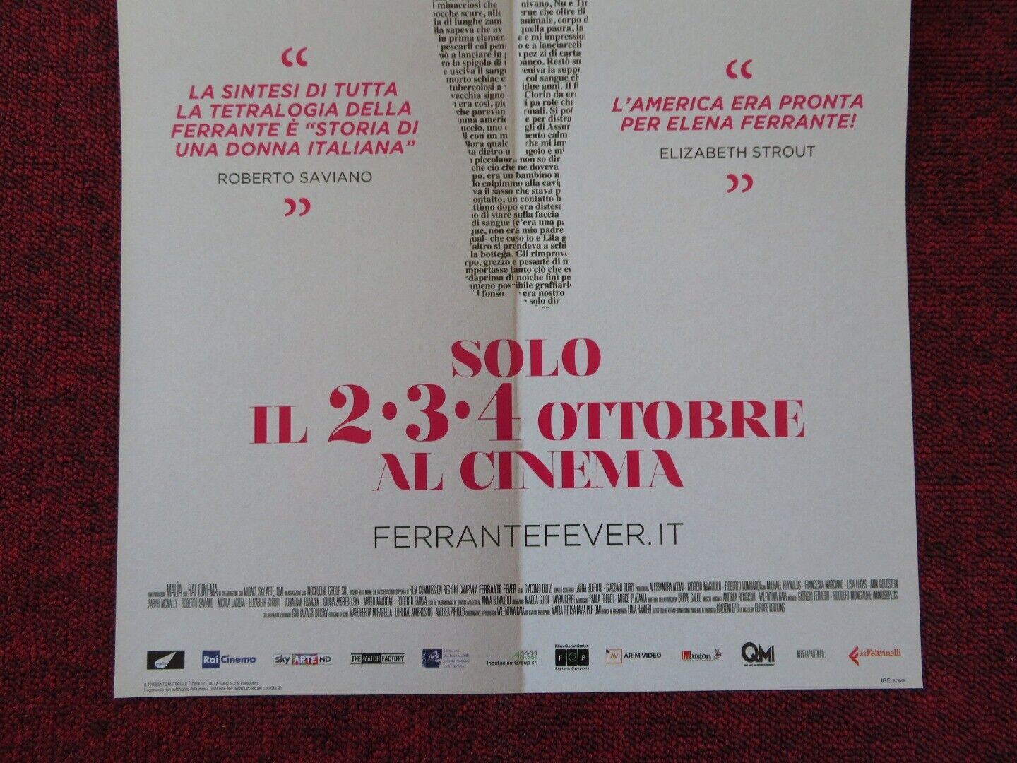 FERRANTE FEVER ITALIAN LOCANDINA (26.5"x12.5") POSTER ROBERTO FAENZA 2017 Rendezvous Cinema Movie posters