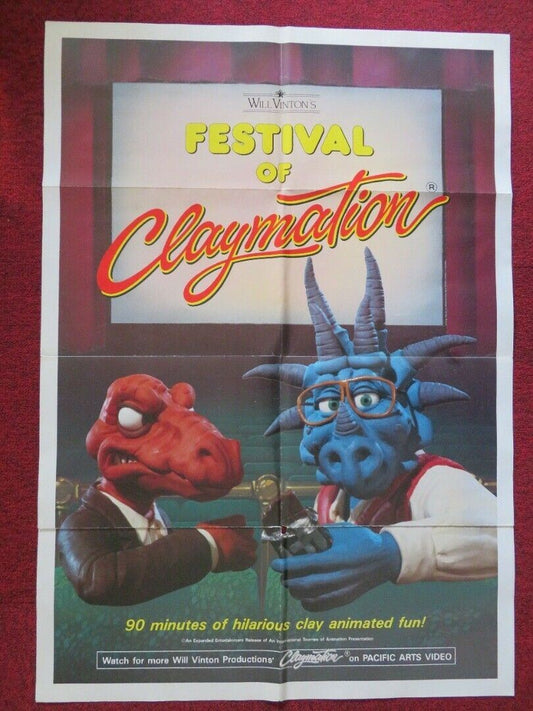 FESTIVAL OF CLAYMATION FOLDED US ONE SHEET POSTER WILL VINTON TIM CONNER 1987 - Rendezvous Cinema