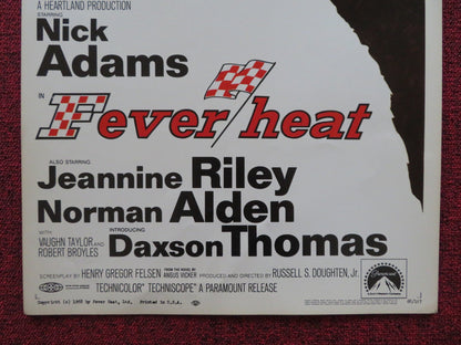 FEVER HEAT US INSERT (14"x 36") POSTER NICK ADAMS JEANNINE RILEY 1968 Rendezvous Cinema Movie posters