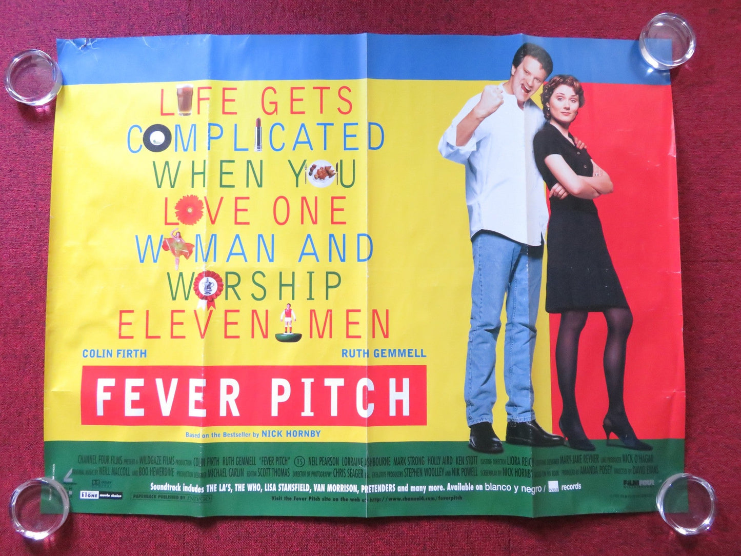 FEVER PITCH UK QUAD (30"x 40") ROLLED POSTER COLIN FIRTH RUTH GEMMELL 1997 Rendezvous Cinema Movie posters