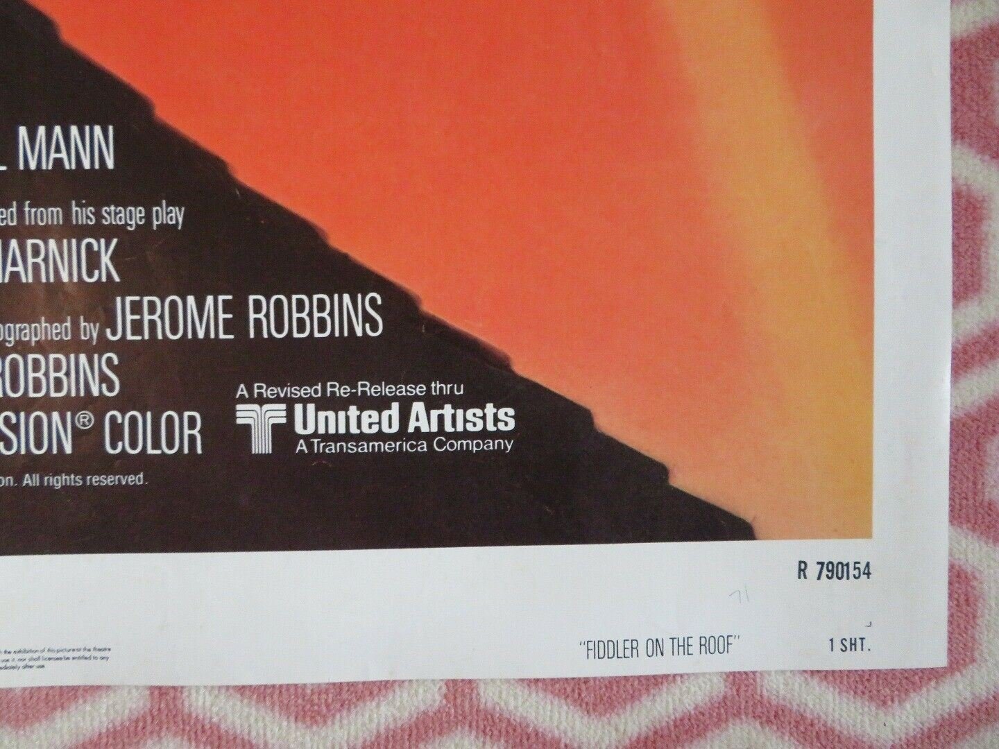 FIDDLER ON THE ROOF US ONE SHEET POSTER TOPOL NORMA CRANE 1971 Movie posters