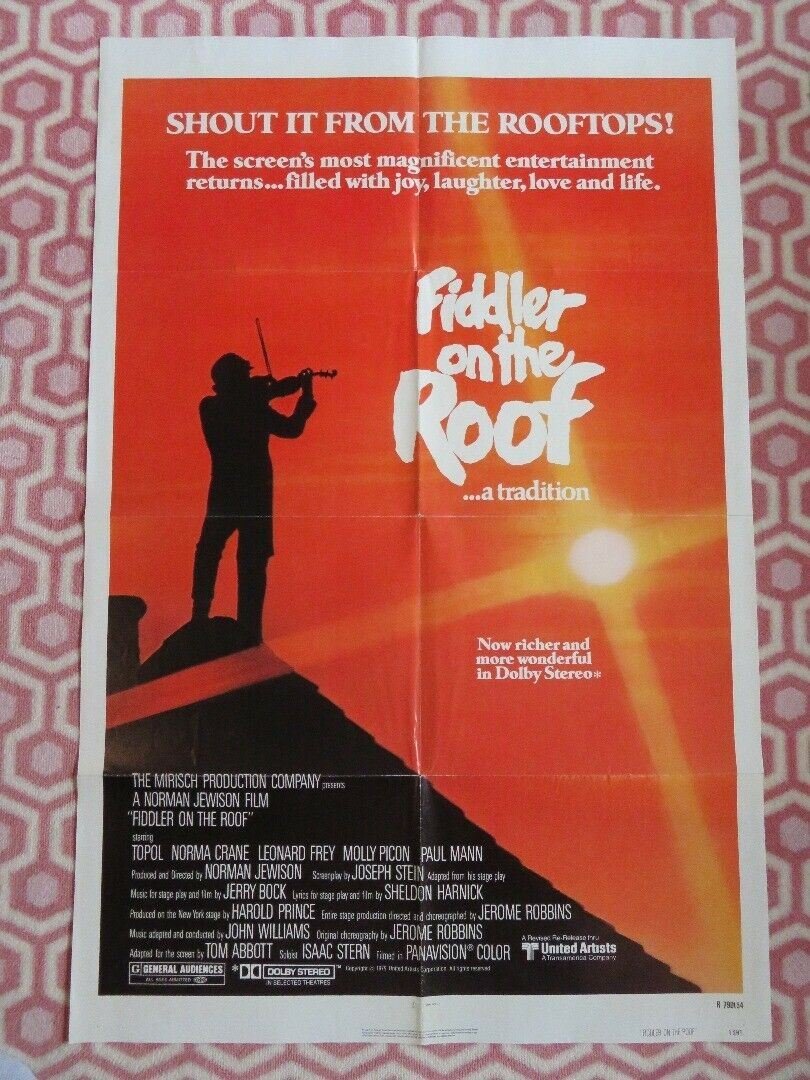 FIDDLER ON THE ROOF US ONE SHEET POSTER TOPOL NORMA CRANE 1971 Movie posters