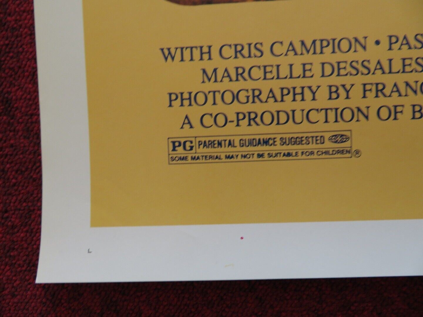 FIELD OF HONOR US ONE SHEET ROLLED POSTER CRIS CAMPION PASCALE ROCARD 1987 Movie posters