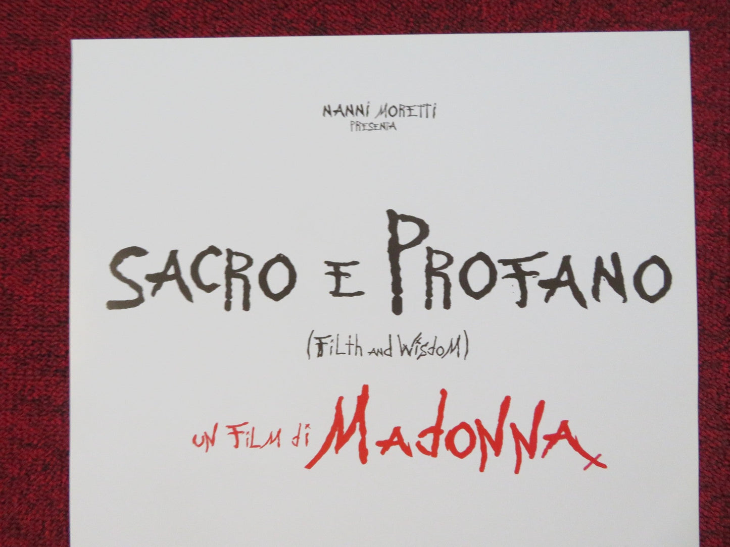 FILTH AND WISDOM ITALIAN LOCANDINA POSTER MADONNA EUGENE HUTZ 2008 Rendezvous Cinema Movie posters