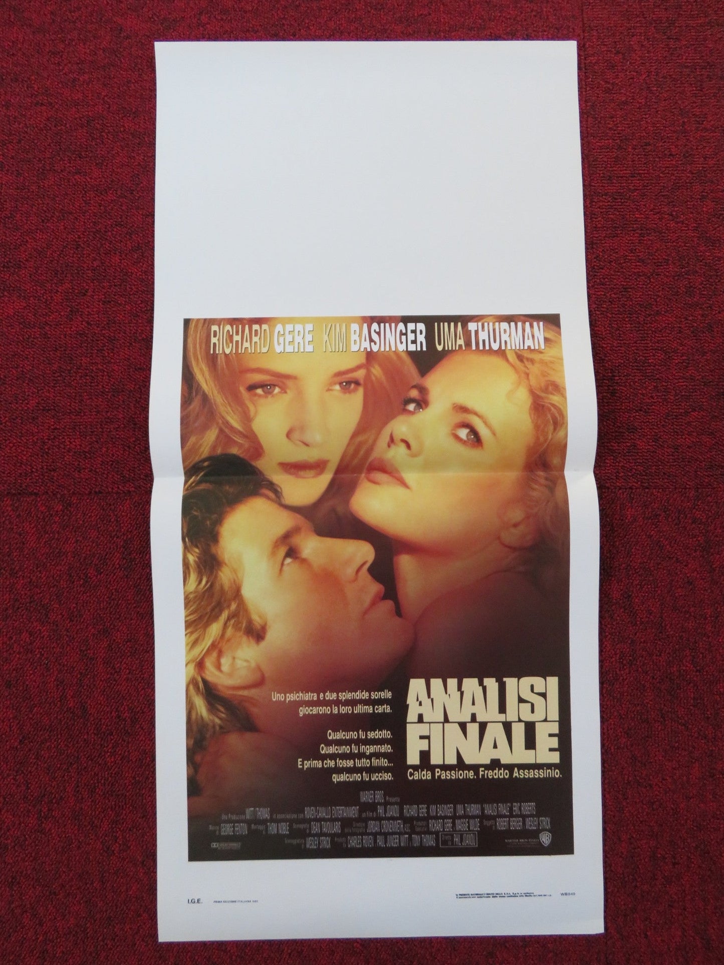 FINAL ANALYSIS ITALIAN LOCANDINA POSTER RICHARD GERE KIM BASINGER 1992 Rendezvous Cinema Movie posters