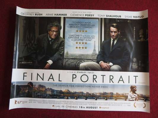 FINAL PORTRAIT UK QUAD (30"x 40") ROLLED POSTER GEOFFREY RUSH ARMIE HAMMER 2017 Rendezvous Cinema Movie posters