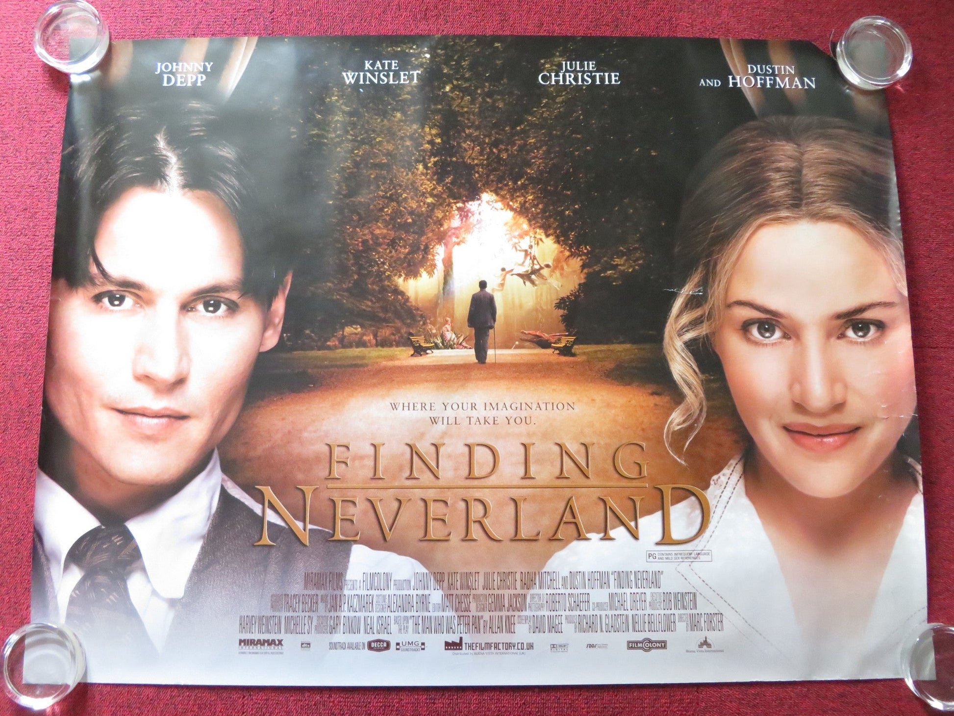 FINDING NEVERLAND UK QUAD (30"x 40") ROLLED POSTER JOHNNY DEPP KATE WINSLET 2004 Rendezvous Cinema Movie posters