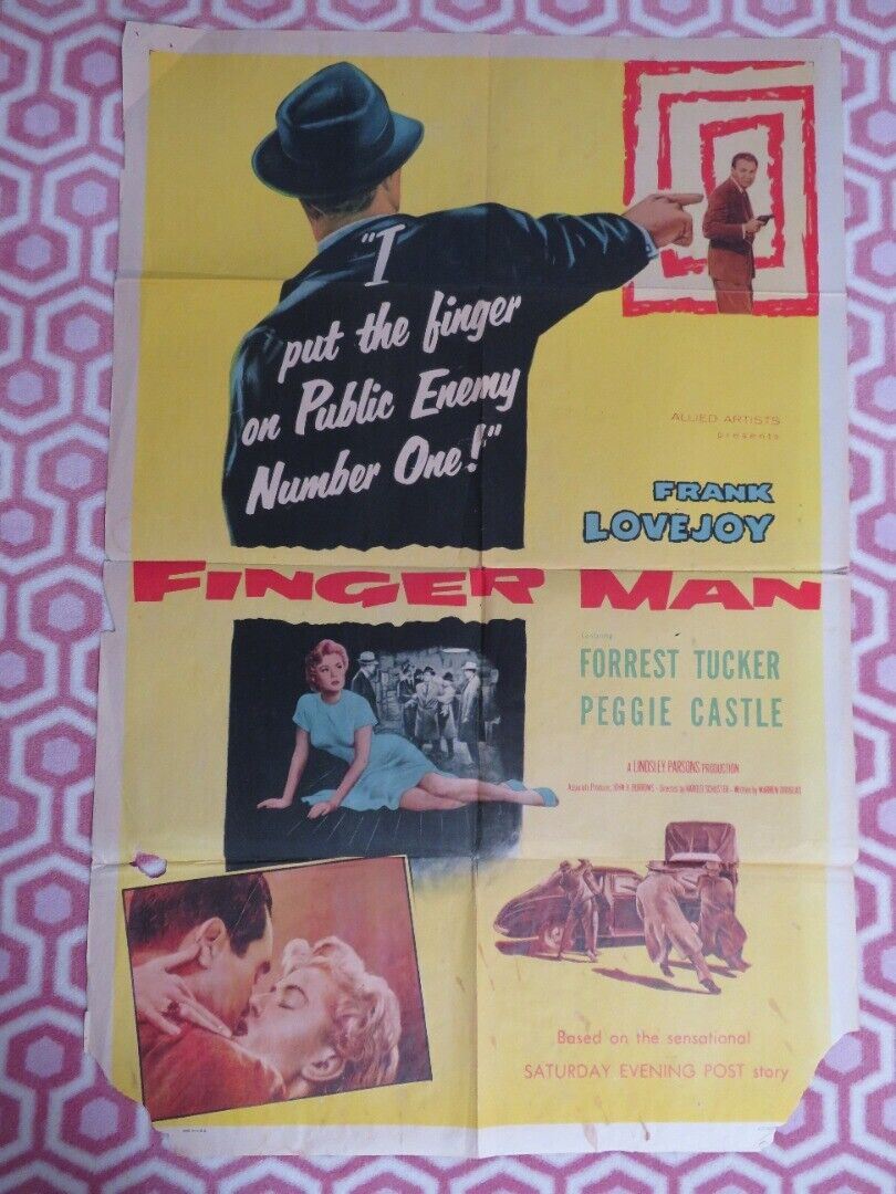 FINGER MAN FOLDED US ONE SHEET POSTER FRANK LOVEJOY 1955 Movie posters