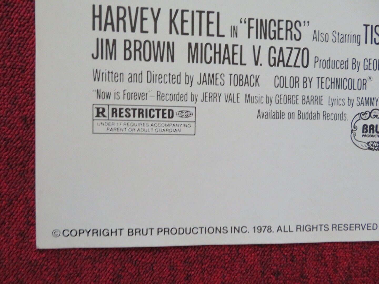 FINGERS FOLDED US ONE SHEET POSTER HARVEY KEITEL TISA FARROW 1978 Movie posters