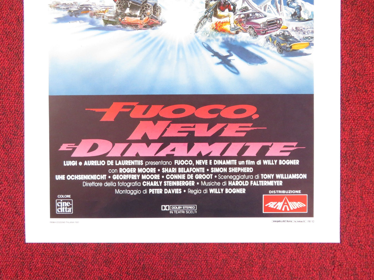 FIRE, ICE & DYNAMITE ITALIAN LOCANDINA POSTER ROGER MOORE SHARI BELAFONTE 1990 Rendezvous Cinema Movie posters
