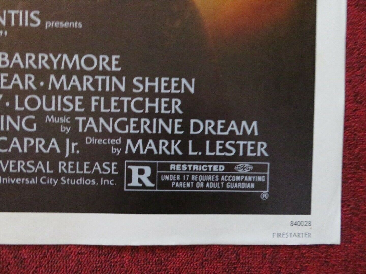 FIRESTARTER FOLDED US ONE SHEET POSTER DREW BARRYMORE DAVID KEITH 1984 - Rendezvous Cinema