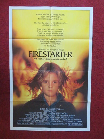 FIRESTARTER FOLDED US ONE SHEET POSTER DREW BARRYMORE DAVID KEITH 1984 - Rendezvous Cinema