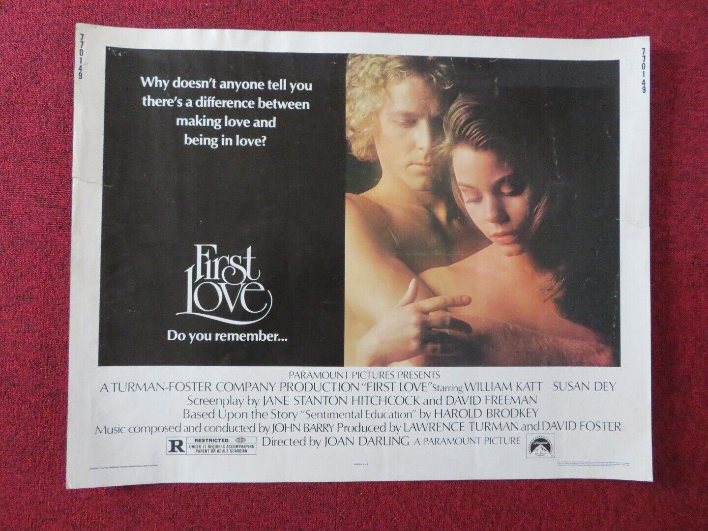 FIRST LOVE US HALF SHEET (22"x 28") POSTER WILLIAM KATT SUSAN DEY 1977 Movie posters