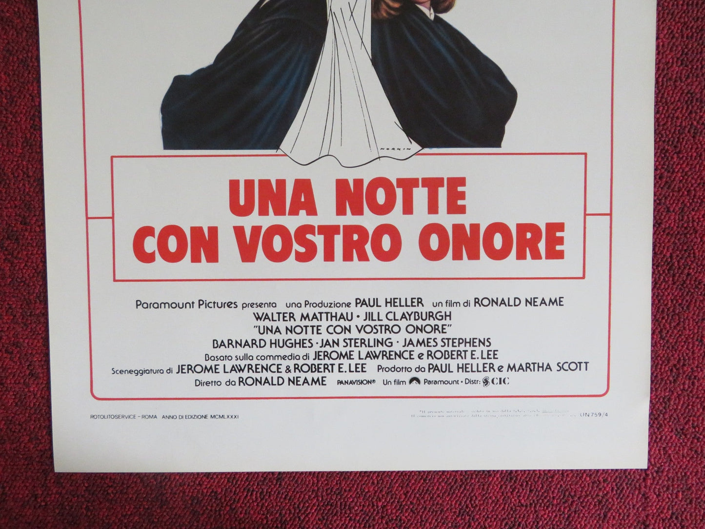 FIRST MONDAY IN OCTOBER ITALIAN LOCANDINA POSTER WALTER MATTHAU 1982 Rendezvous Cinema Movie posters