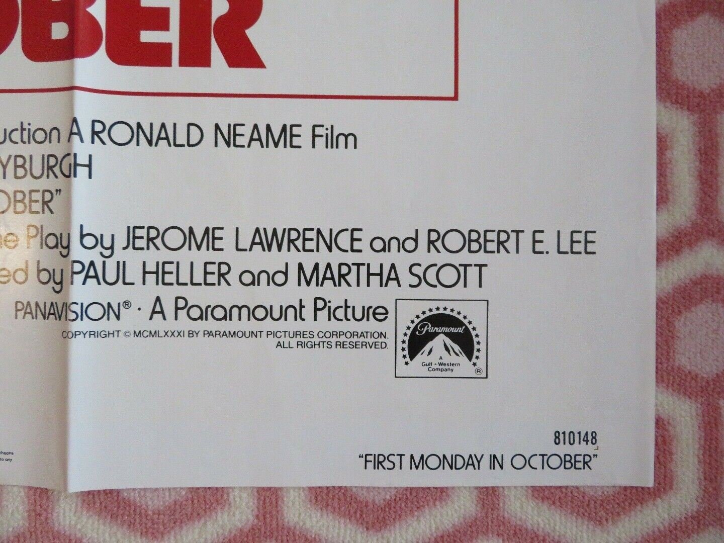 FIRST MONDAY IN OCTOBER US ONE SHEET POSTER WALTER MATTHAU JILL CLAYBURG 1981 Movie posters