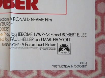 FIRST MONDAY IN OCTOBER US ONE SHEET POSTER WALTER MATTHAU JILL CLAYBURG 1981 Movie posters