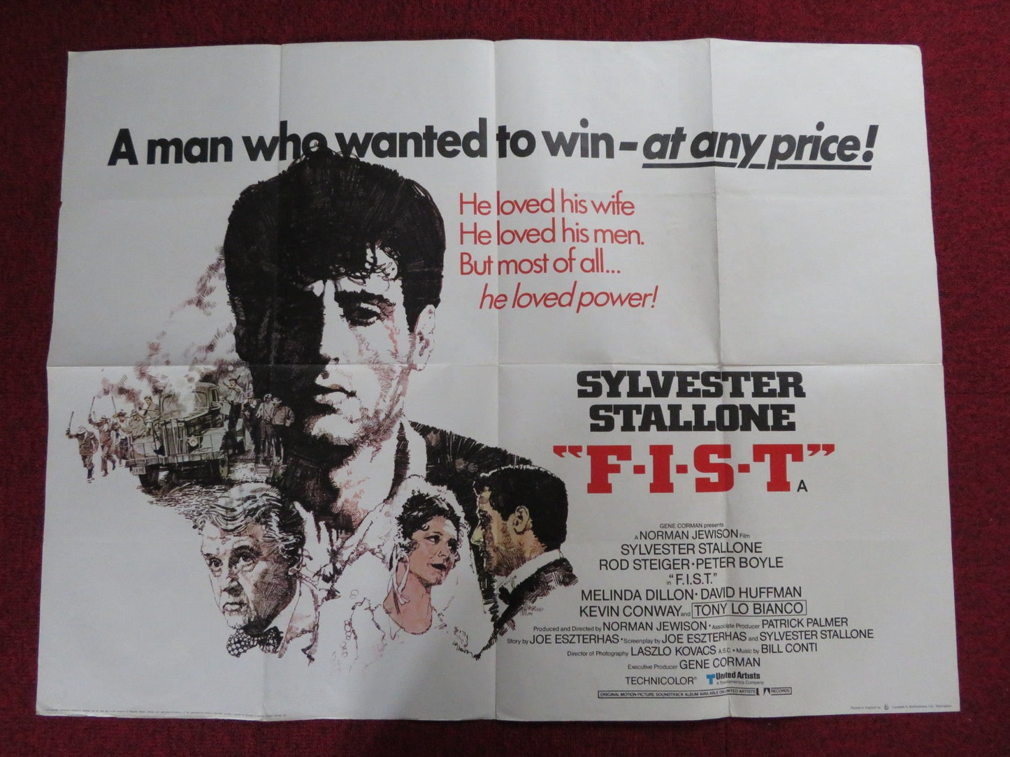 F.I.S.T UK QUAD POSTER FOLDED SYLVESTER STALLONE ROD STEIGER 1978 Rendezvous Cinema Movie posters