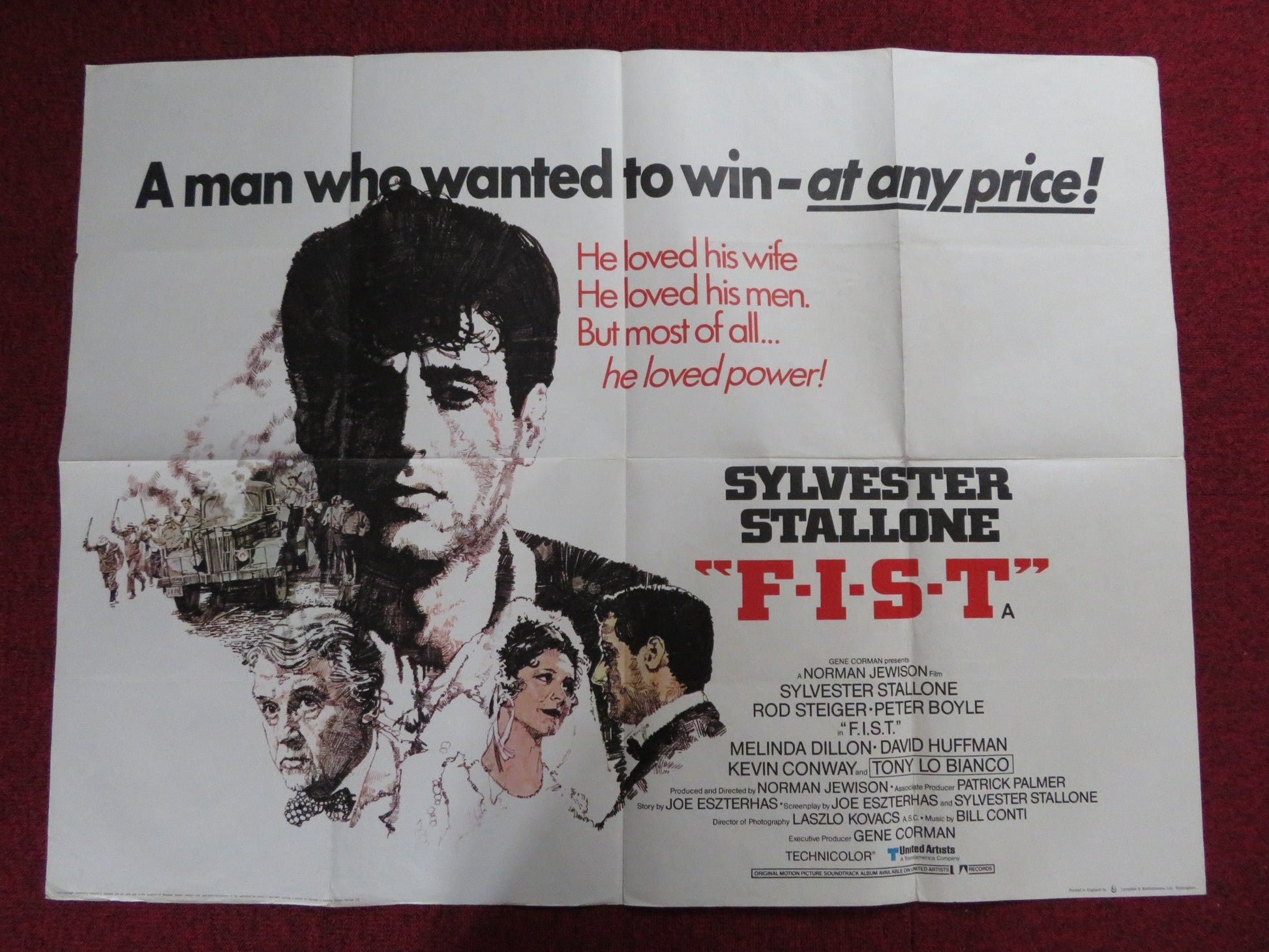 F.I.S.T UK QUAD POSTER FOLDED SYLVESTER STALLONE ROD STEIGER 1978 Rendezvous Cinema Movie posters
