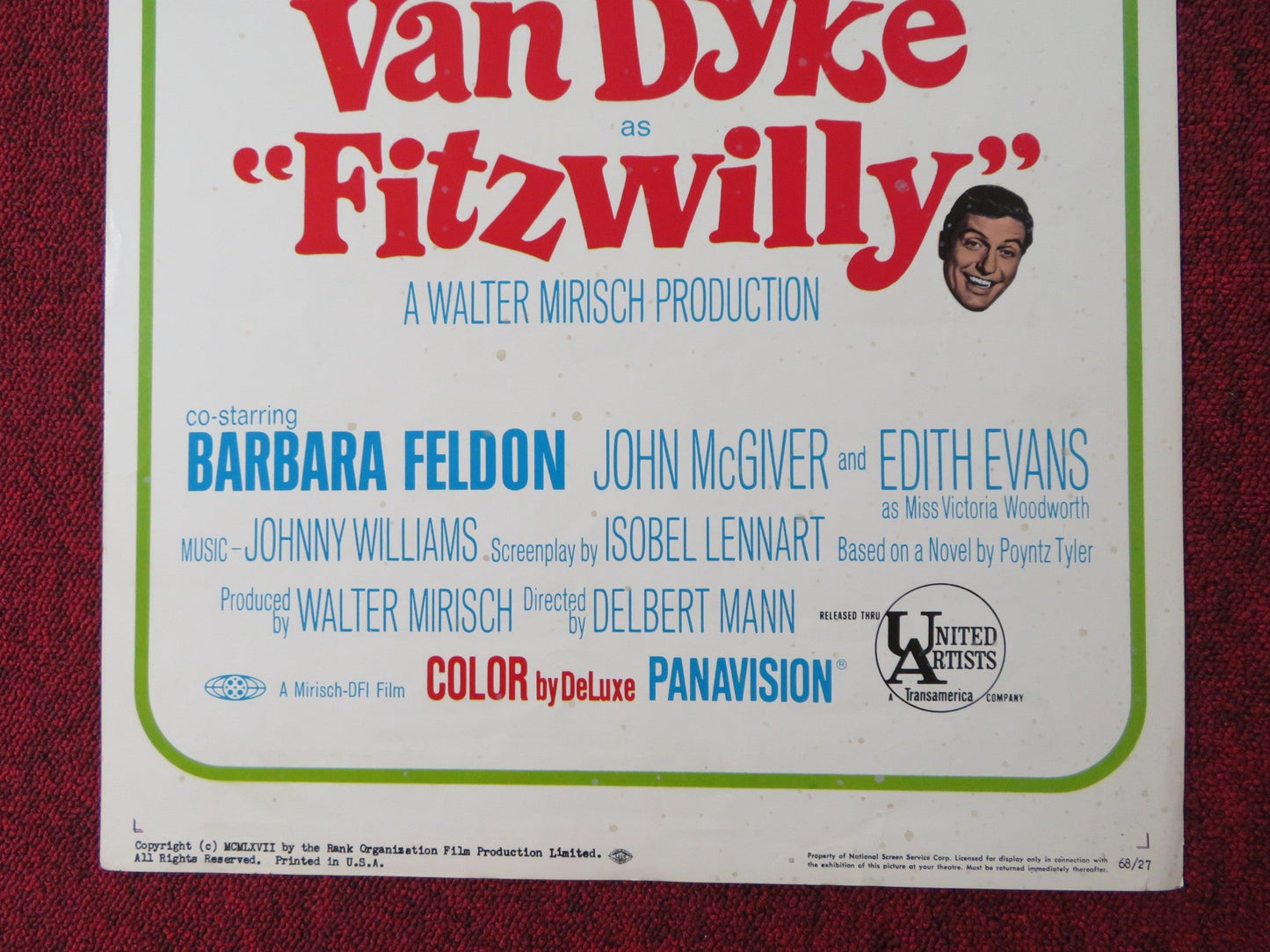 FITZWILLY US INSERT (14"x 36") POSTER DICK VAN DYKE BARBARA FELDON 1967 Rendezvous Cinema Movie posters