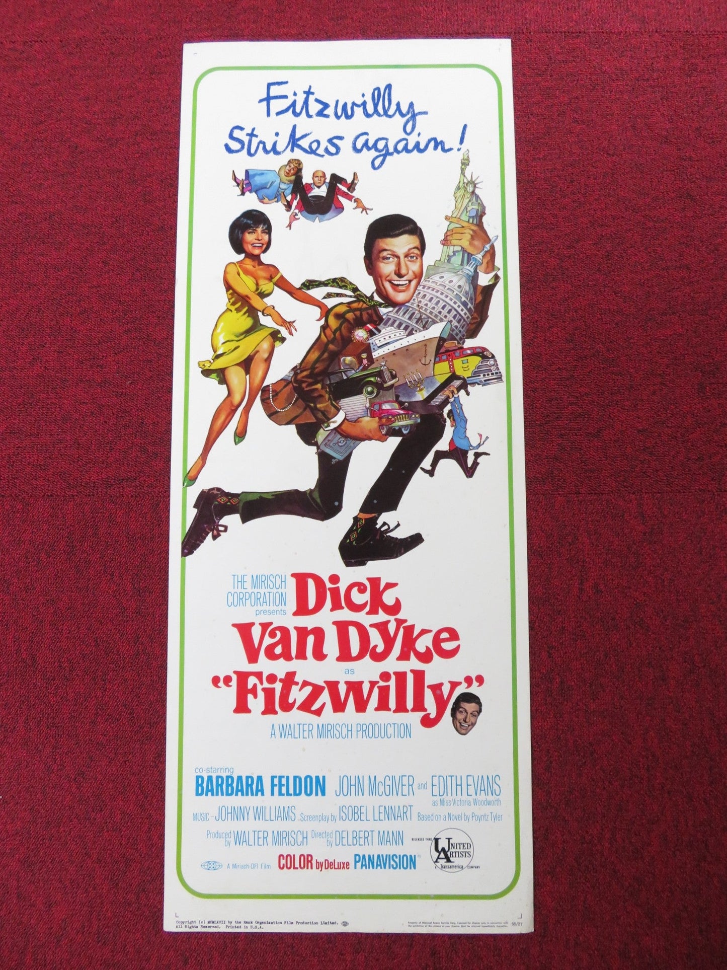 FITZWILLY US INSERT (14"x 36") POSTER DICK VAN DYKE BARBARA FELDON 1967 Rendezvous Cinema Movie posters