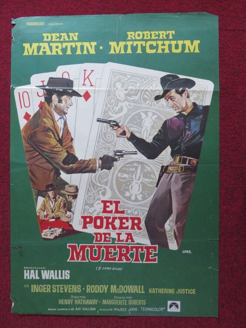 FIVE CARD STUD SPANISH ROLLED POSTER DEAN MARTIN ROBERT MITCHUM 1968 Movie posters
